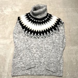 Women's Aspen Angora Turtleneck | Size XS | Gray, Black & White
